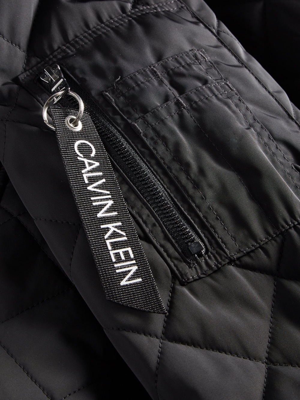 Calvin Klein Men's Quilted Baseball Jacket with Rib-Knit Trim in Black XXL - Picture 6 of 11